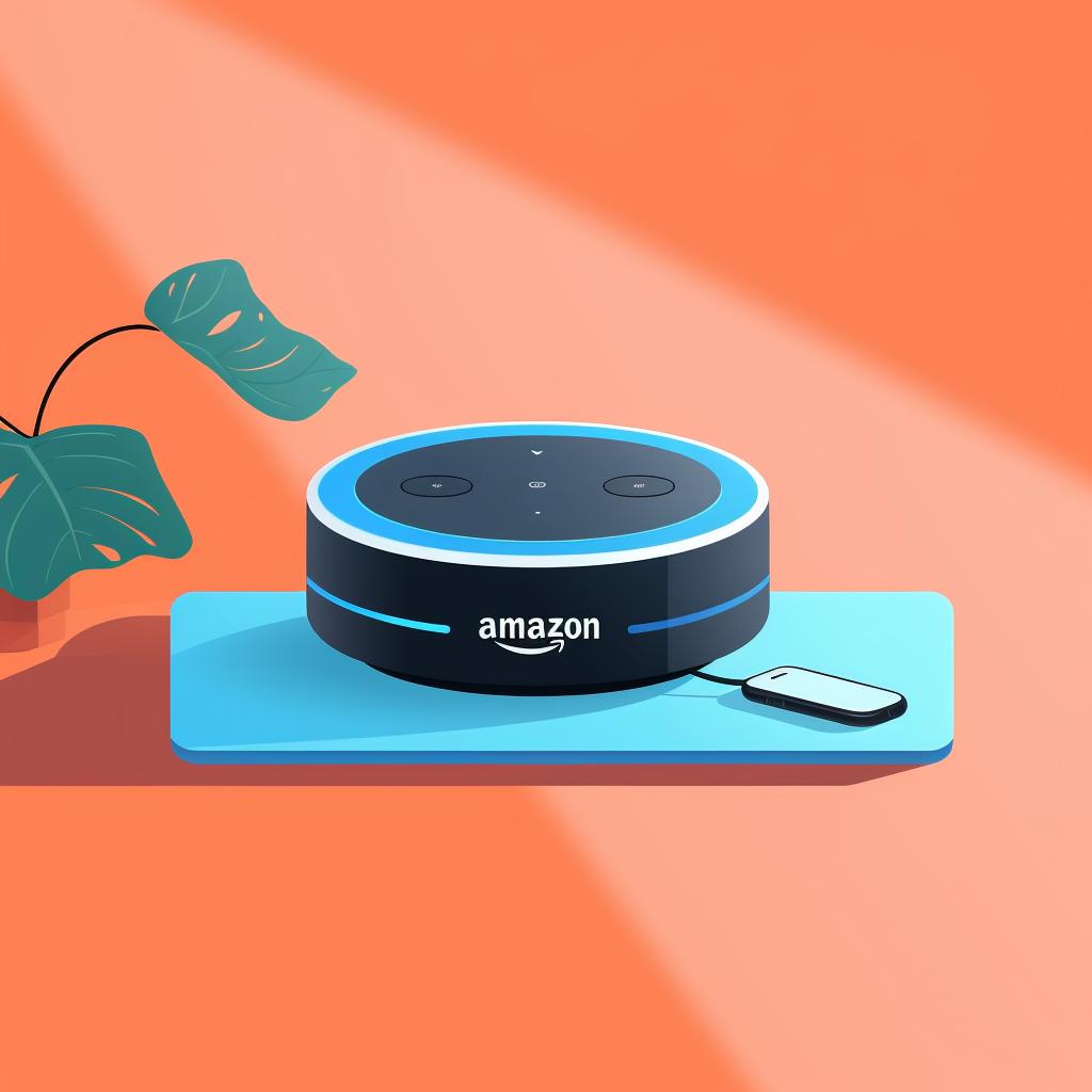 A straightened paperclip next to an Echo Dot
