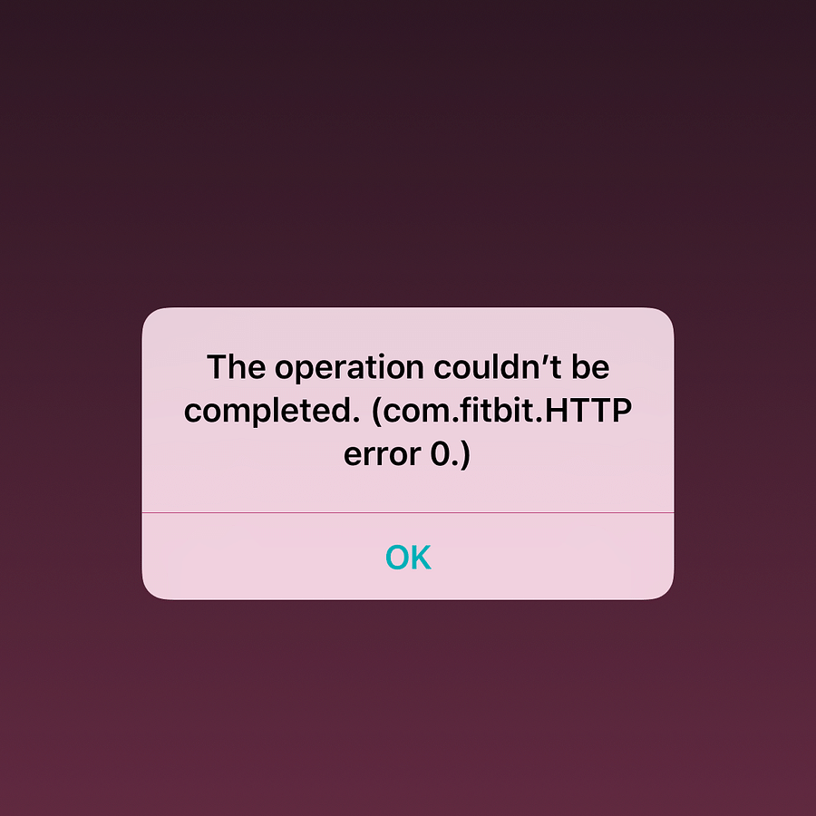 Fitbit device displaying an error message
