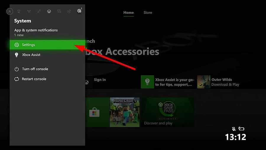 Xbox One Home Xbox setting