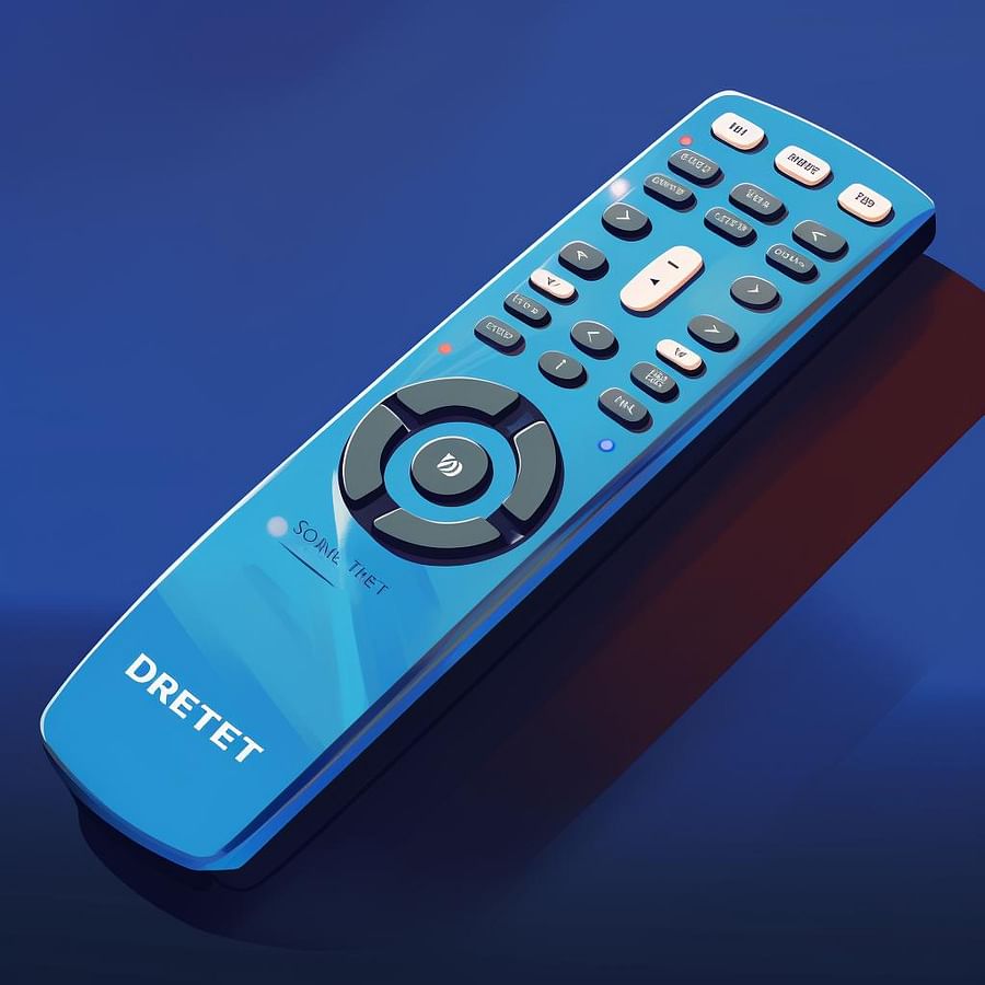 A DirecTV remote with a steady LED light, indicating the reset is complete