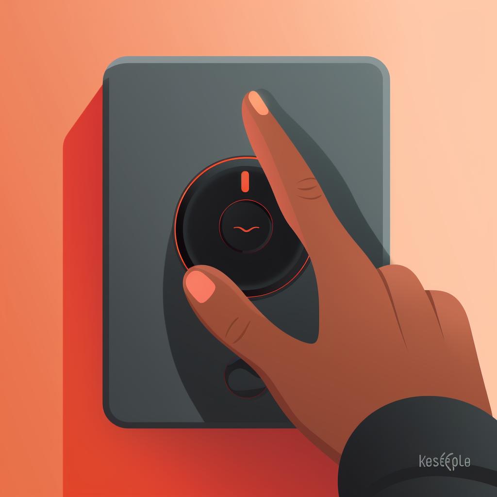 Finger pressing the reset button on the Kevo Smart Lock