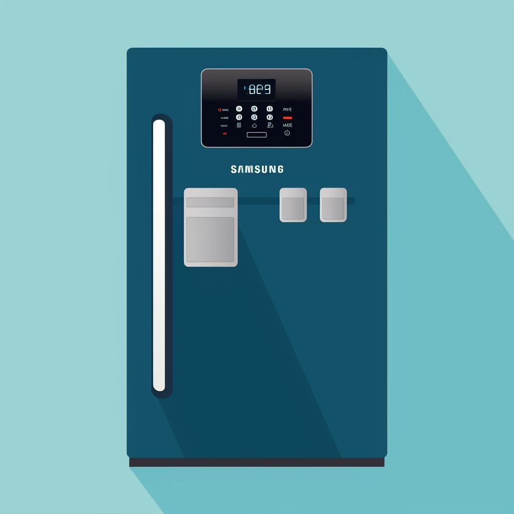A Samsung refrigerator with the control panel highlighted