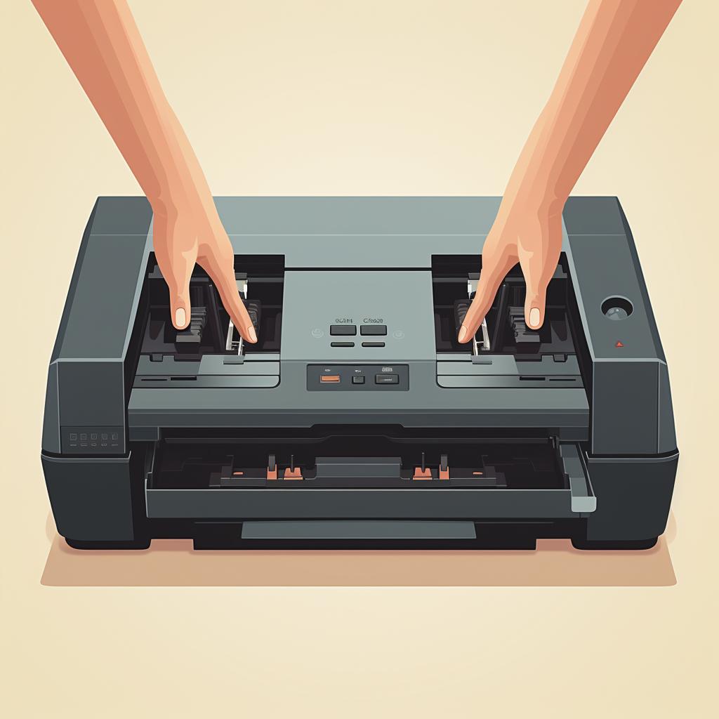 Both 'Resume' and 'Power' buttons being pressed simultaneously on a Canon printer